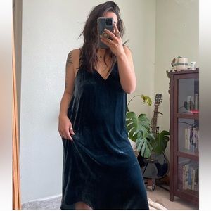 BCBG velvet asymmetric maxi dress